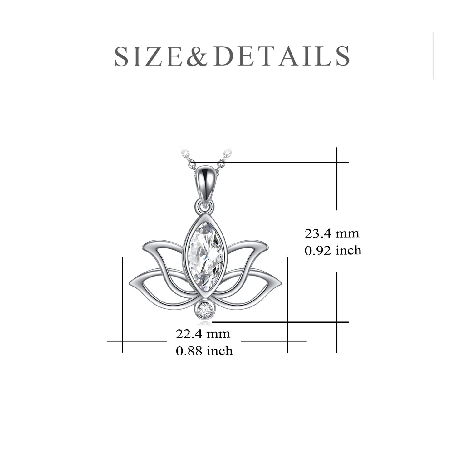 YFN Lotus Necklace Sterling Silver April Birthstone Pendant Simulated Diamond Jewelry Gifts for Women (Apr)