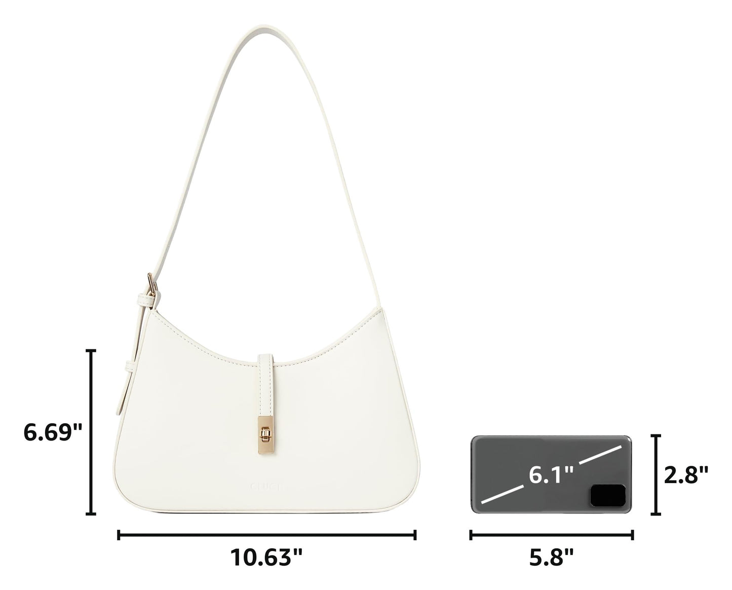 CLUCI Shoulder Bag for Women, Purses for Women, Handbag Hobo Bags Vegan Leather Crossbody Purse with Adjustable Strap White