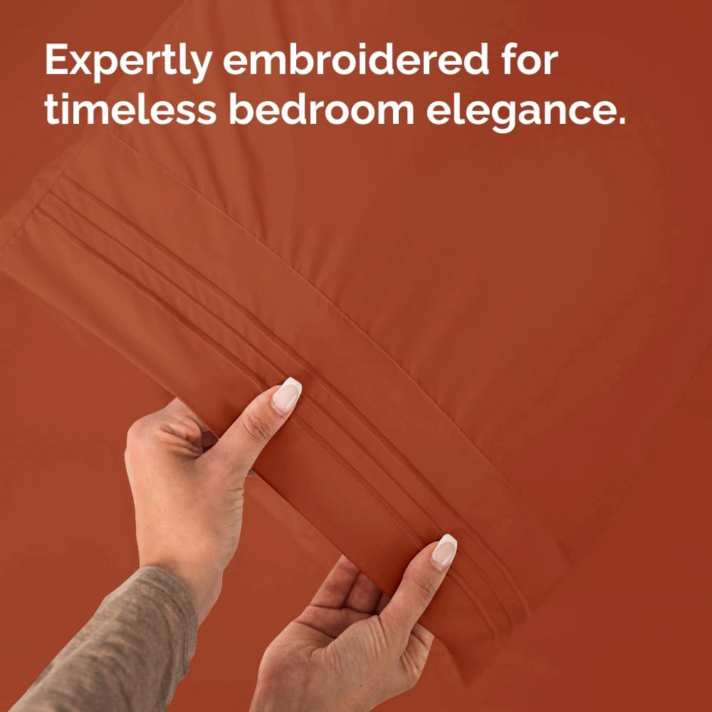 Skiennix Standard Pillow Cases Set of 4 - Ultra Soft Hotel Quality Covers - Machine Washable Terracotta