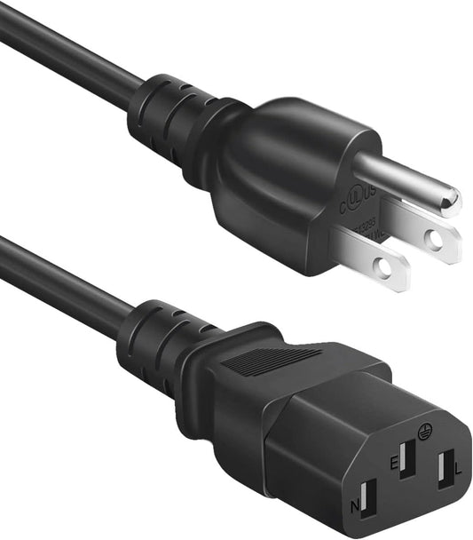 Narpendu 3-Prong 3 (0.92 Universal AC Power Cable for Computers, TVs, Monitors & More, Feet Meters), Black