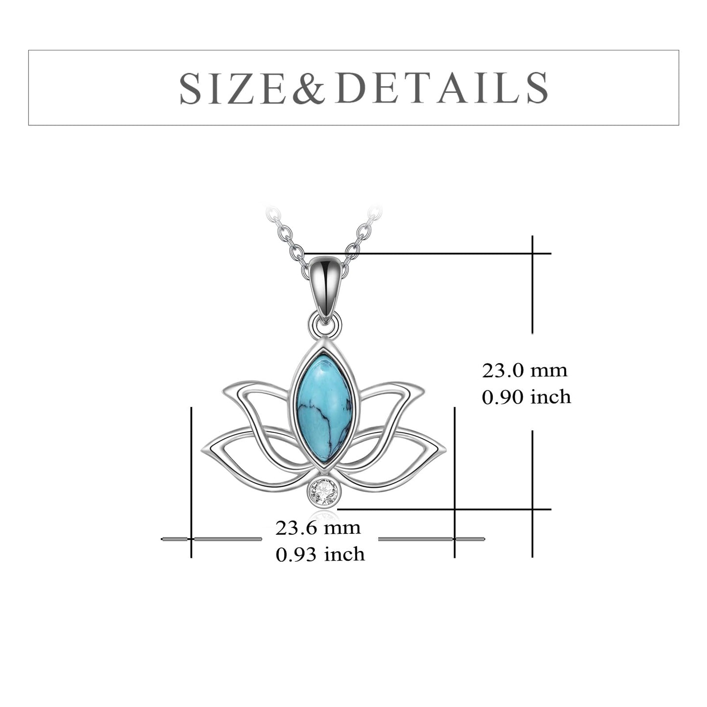 YFN Lotus Necklace Sterling Silver Turquoise Lotus Flower Pendant Yoga Jewelry Gifts for Women