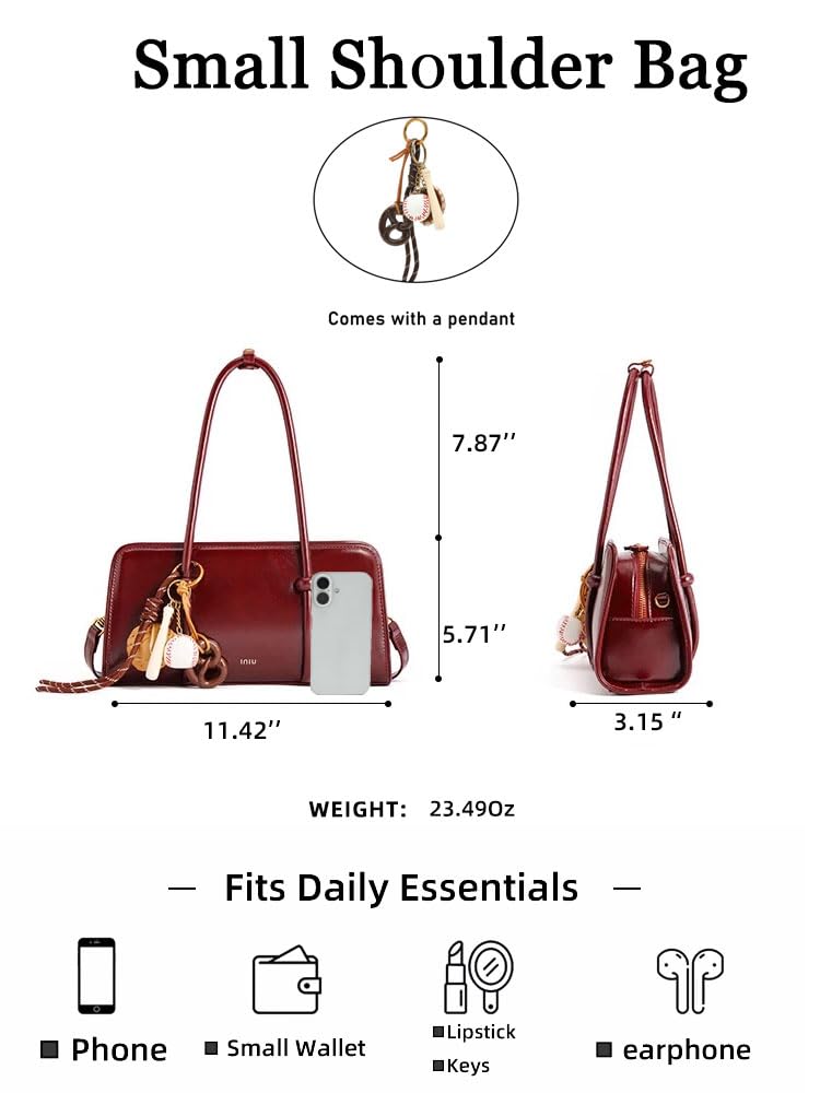 RTPRTP Burgundy Purse for Women, Small Faux Leather Top Handle Satchel Handbag with Detachable Crossbody Strap, Vintage Shoulder Bag for Everyday, Date Night and Travel(burgundy)