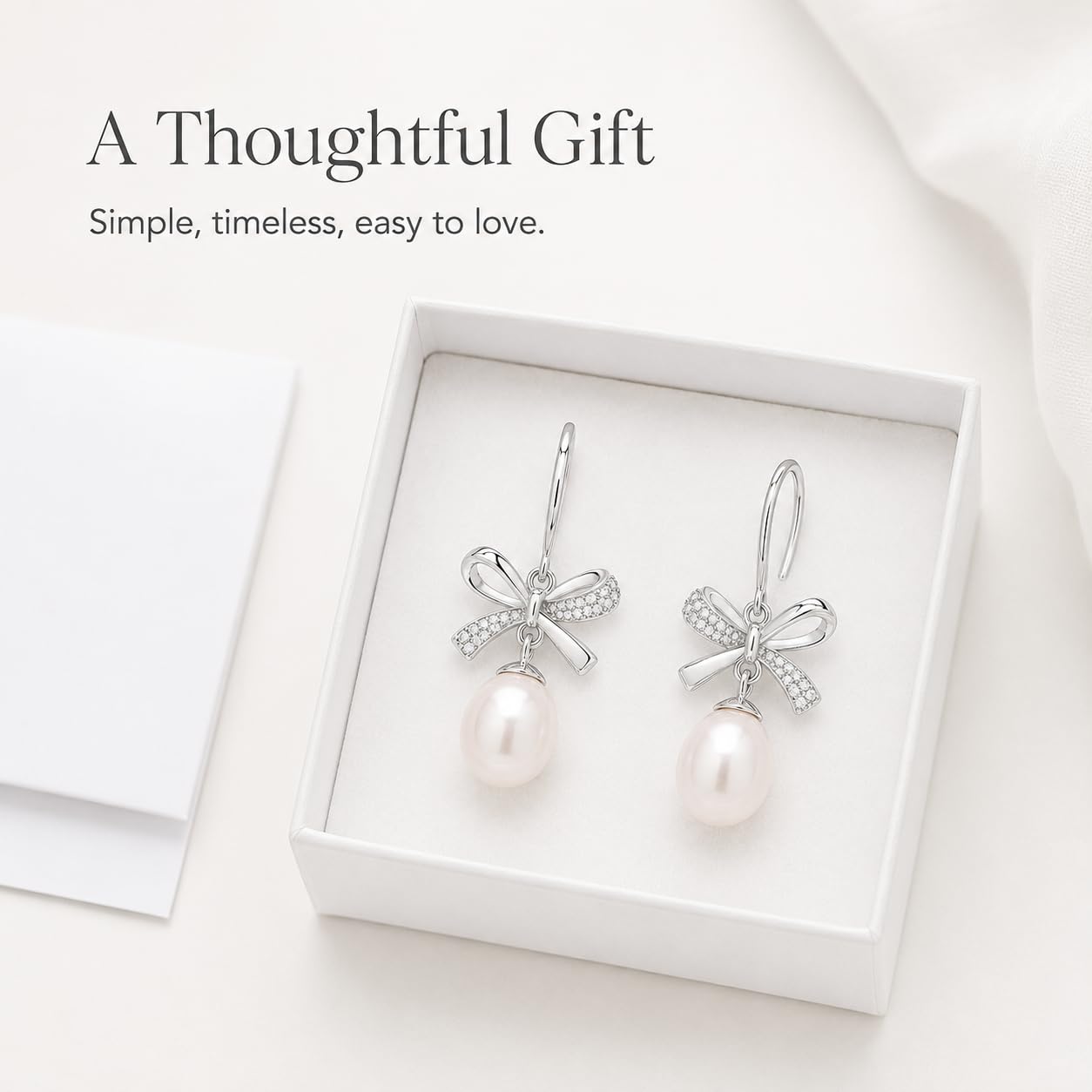 Pearl Drop Earrings for Women, Gold Plated & 925 Sterling Silver, Pink & White Dangle Earrings, Dainty Cute Elegant Bridal Wedding Gift for Her