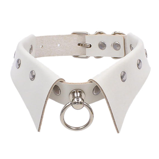 Urieo Gothic Leather Choker Necklace White Punk Nightclub Jewerly Accessories for Women