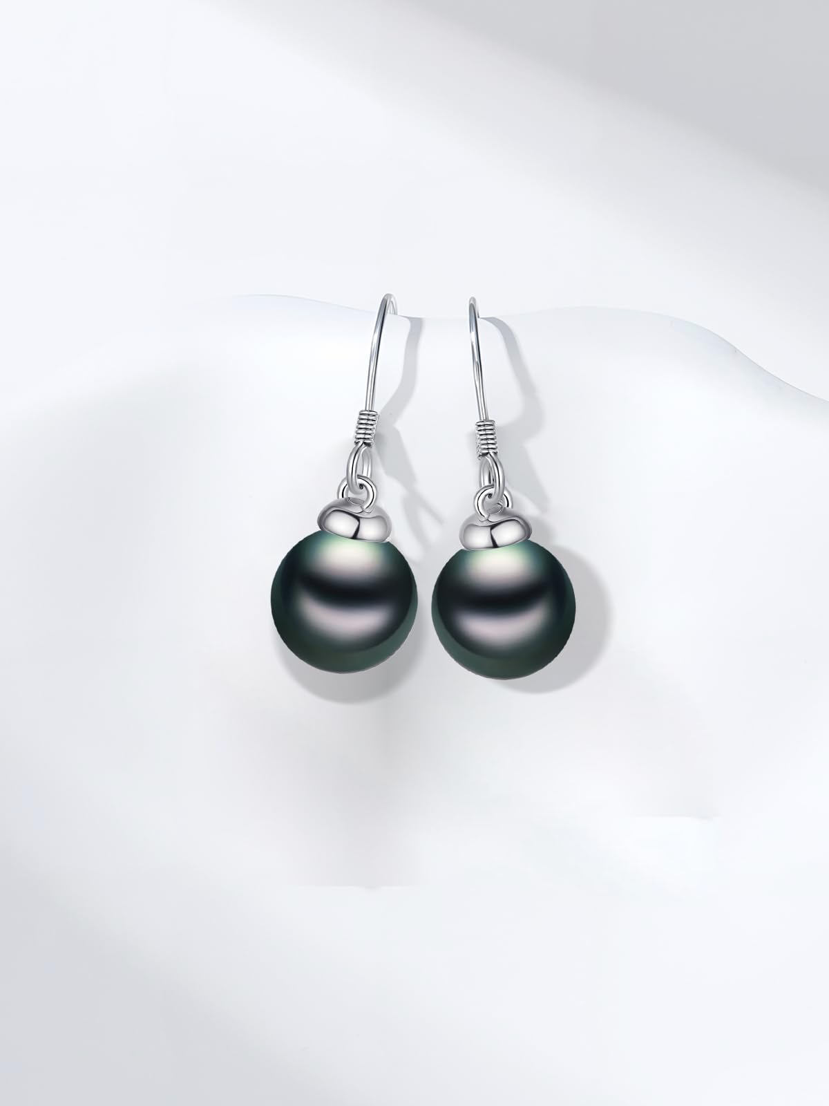 Tahitian Black Pearl Earrings 18K White Gold Plated 925 Sterling Silver Earrings AAA+ Handpicked Pearl Jewelry Gifts Drop Dangle Earrings for Wife Women Wedding Anniversary Birthday