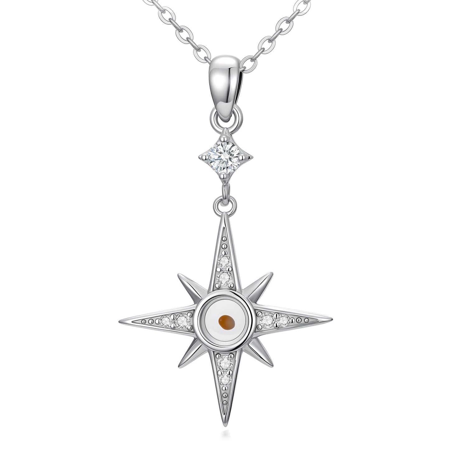 Silikepa Star Necklace for Women, 925 Sterling Silver, North Star Pendant Necklace with Mustard Seed, Christian Jewelry, Gift for Women
