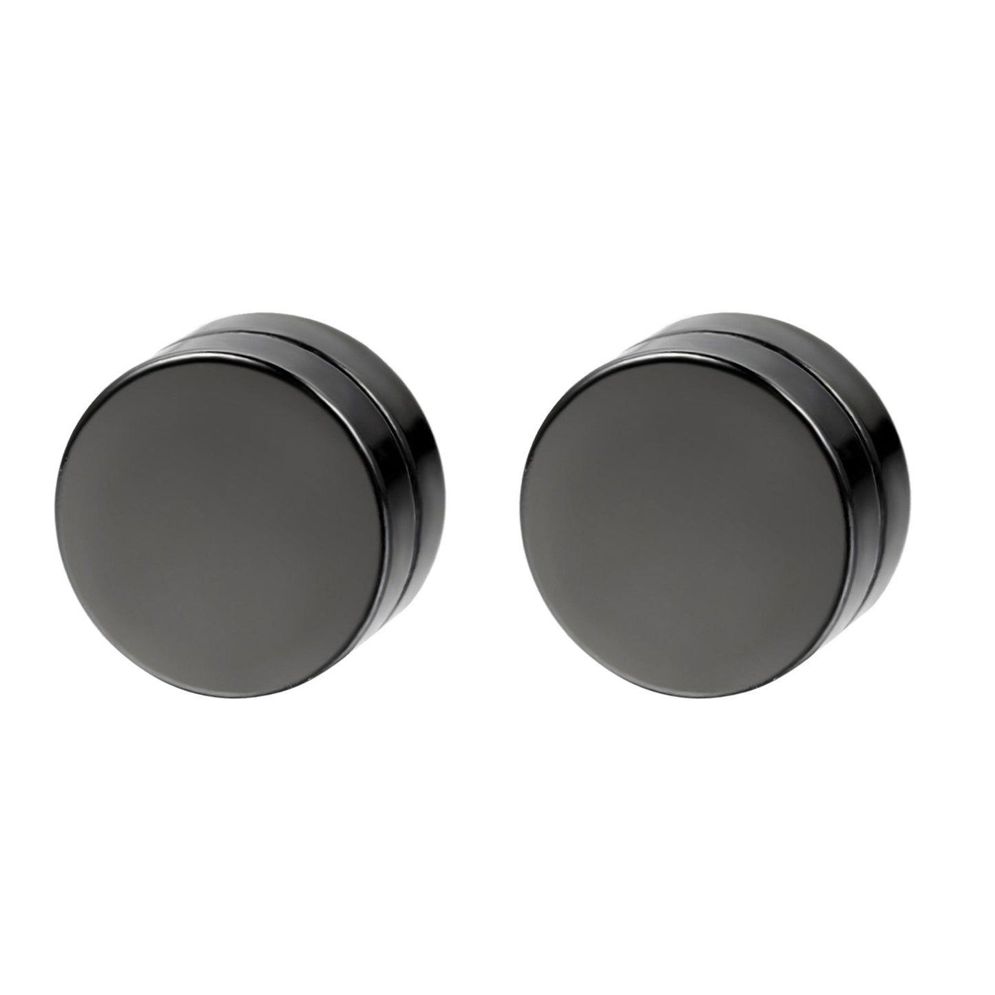 Rofusn Punk 12mm Stainless Steel Black Magnetic Non-piercing Clip On Fake Cheater Stud Earrings for Men Women