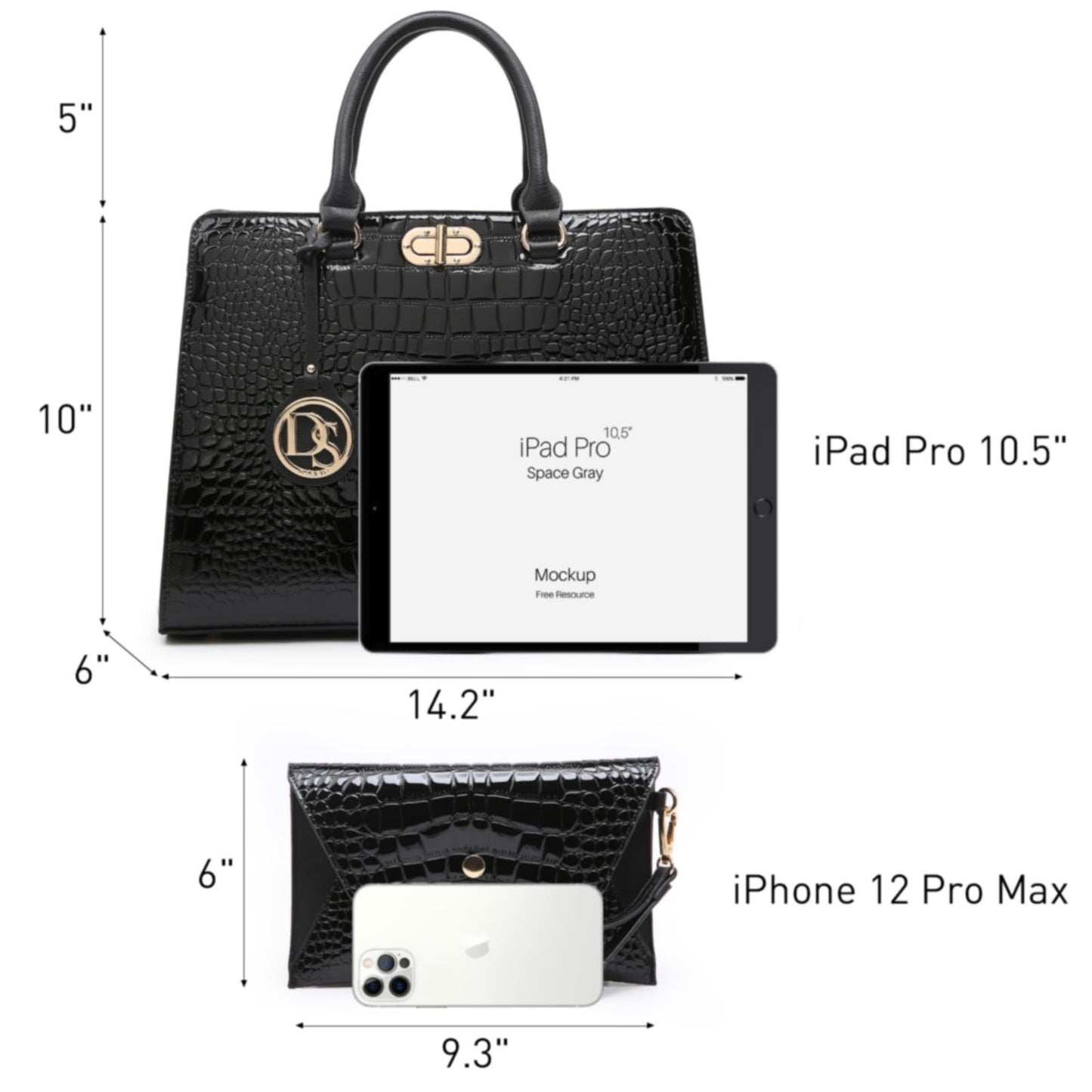 Dasein Women Handbags Purses Ladies Work Purse Satchel Tote Top Handle Shoulder Bags with Matching Clutch