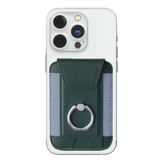 UPEWEFI for Magsafe Wallet, Slim Magnetic Card Wallet with Grip, 7 Cards Holder RFID Blocking, Ring Stand Stick on Wallet with Privacy Flap (Green)