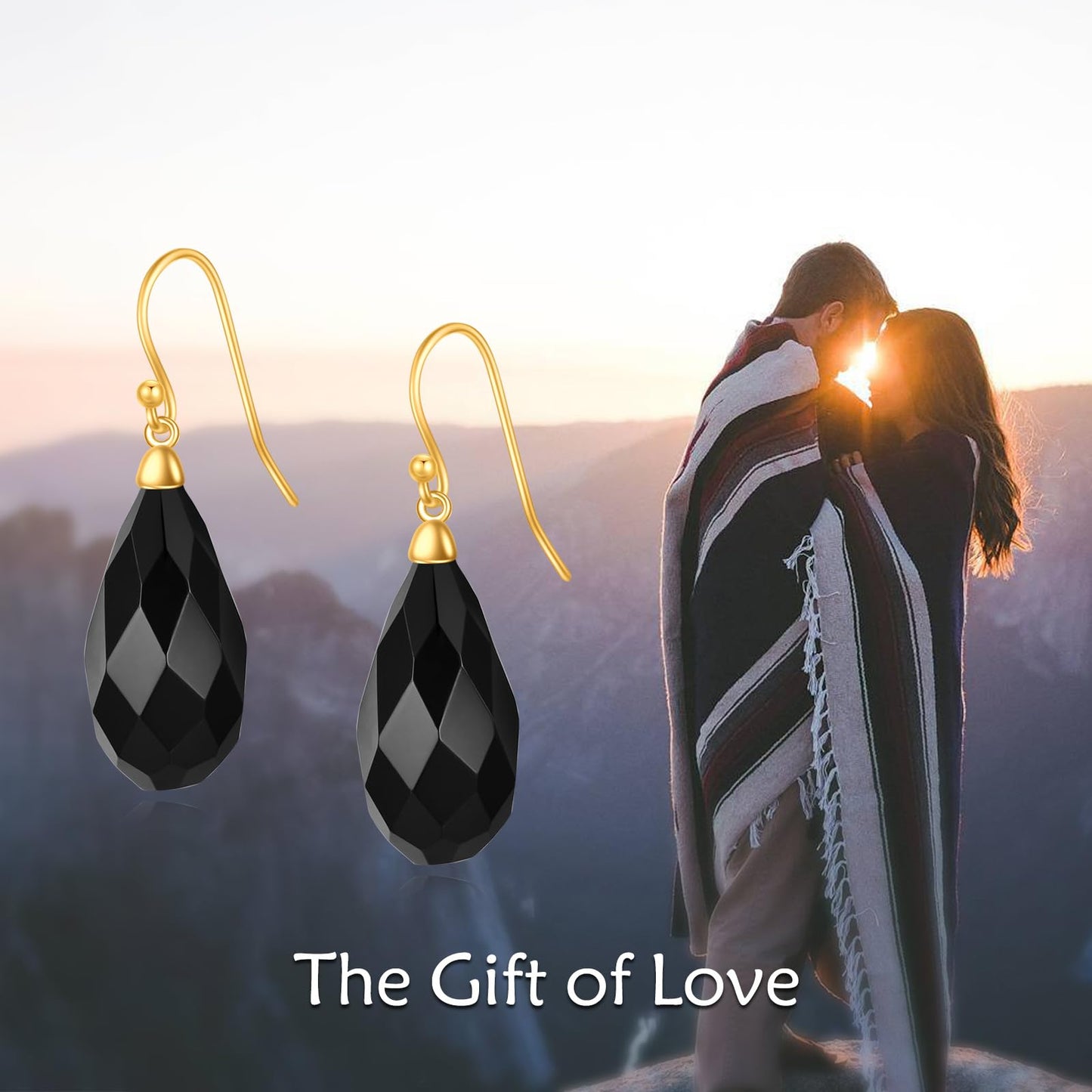 Black Onyx Drop Dangle Earrings for Women Sterling Silver 18K Yellow Gold Plated Black Onyx Dangle Earrings Jewelry Gifts