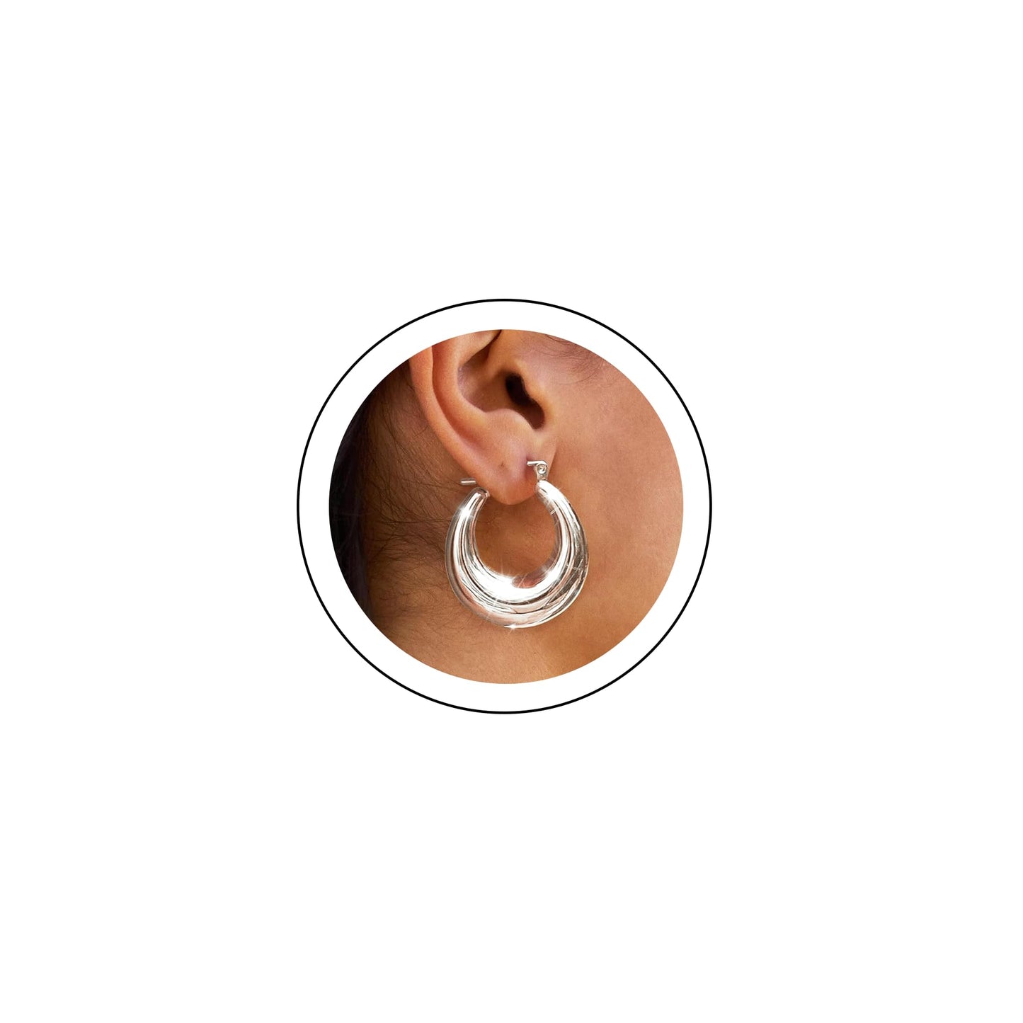 Necocy Silver Hoop Earrings for Women, Chunky Silver Earrings 925 Sterling Silver Plated Twisted Hoop Hypoallergenic Large Thick Hoops Aesthetic Jewelry for Women