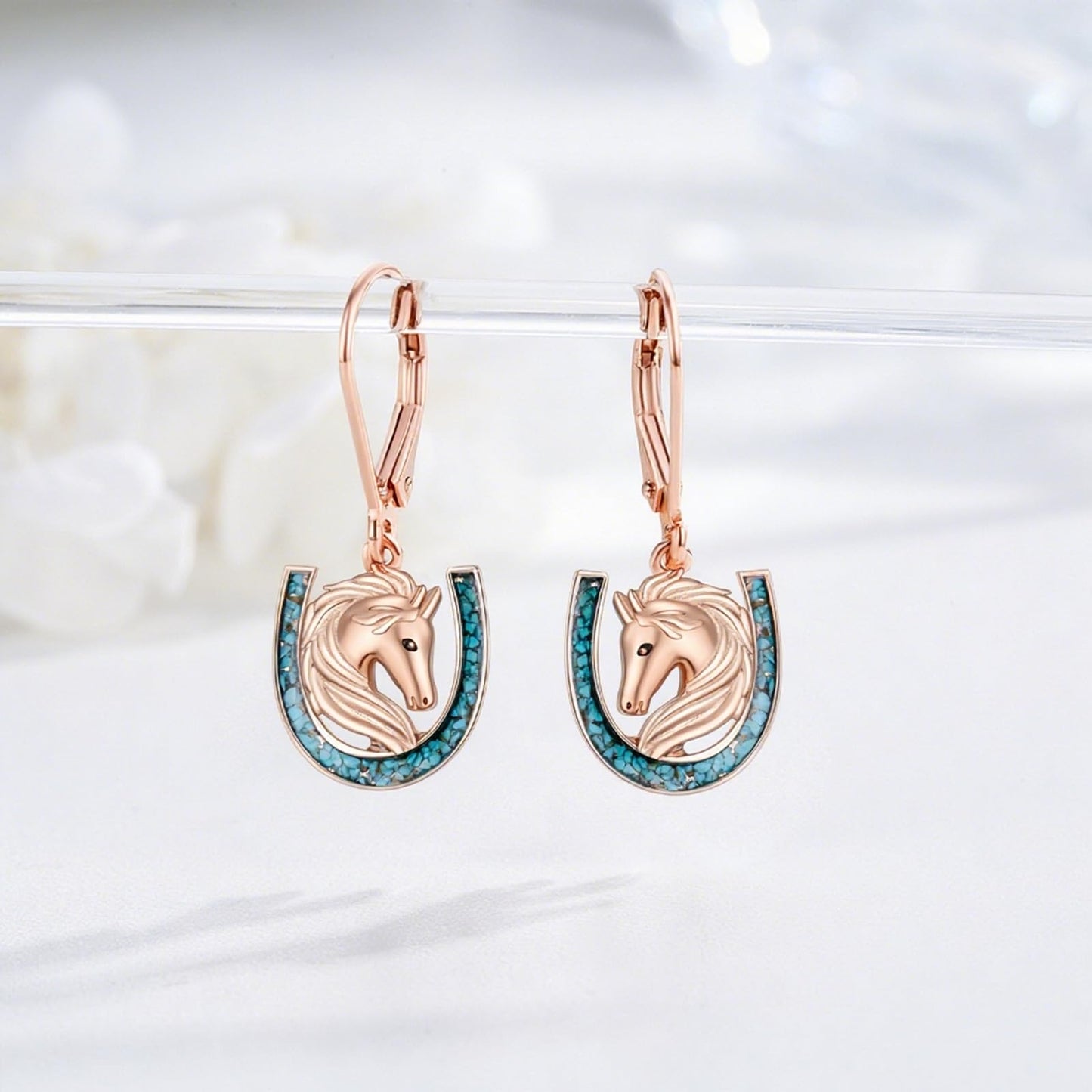 YYmqmq Horse Earrings for Women 925 Sterling Silver Turquoise Western Dangle Earrings Leverback Country Jewelry Horse Gifts for Women Girlfriend Daughter Wife