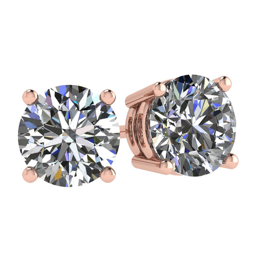 Central Diamond Center Round Simulated Diamond Stud Earrings Hypoallergenic Metal & Sterling Silver CZ - 9.50mm (7.00cttw) Rose