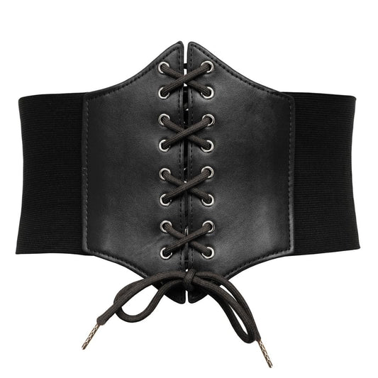 GRACE KARIN Faux Leather Steampunk Sexy Underbust Waist Belt Corset(XL,Black)