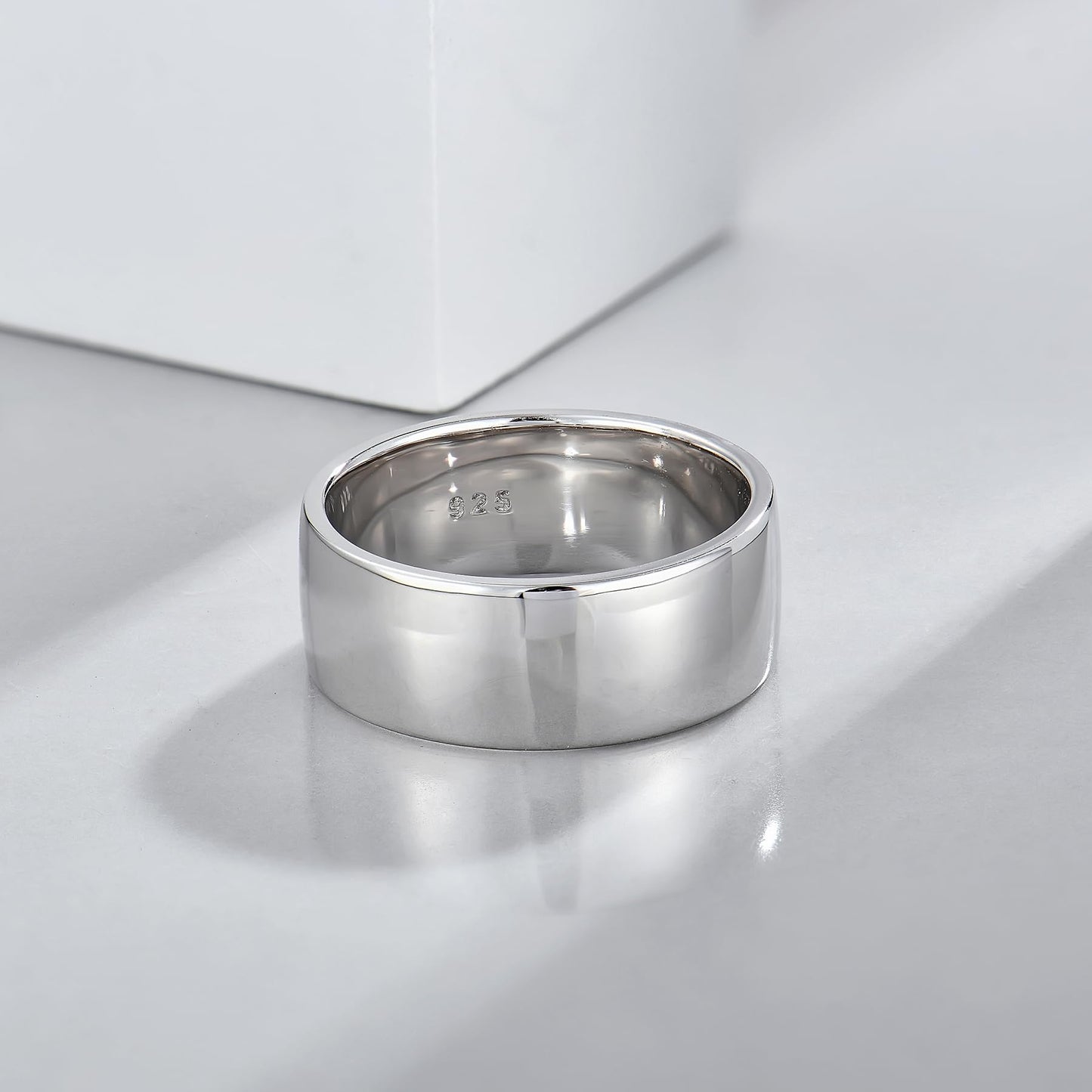 STARCHENIE Solid 925 Sterling Silver 8mm Wedding Band Ring, Comfort Fit High Polish, for Men and Women (Size 11)