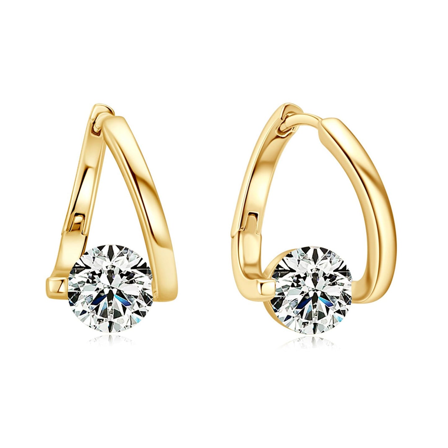 Halolux Lymphatic Germanium Earrings for Women, 2 Pairs Dainty CZ Zircon Acupressure Earrings for Lymphvity Drainage Support Hypoallergenic Ear Jewelry Gift (Gold)
