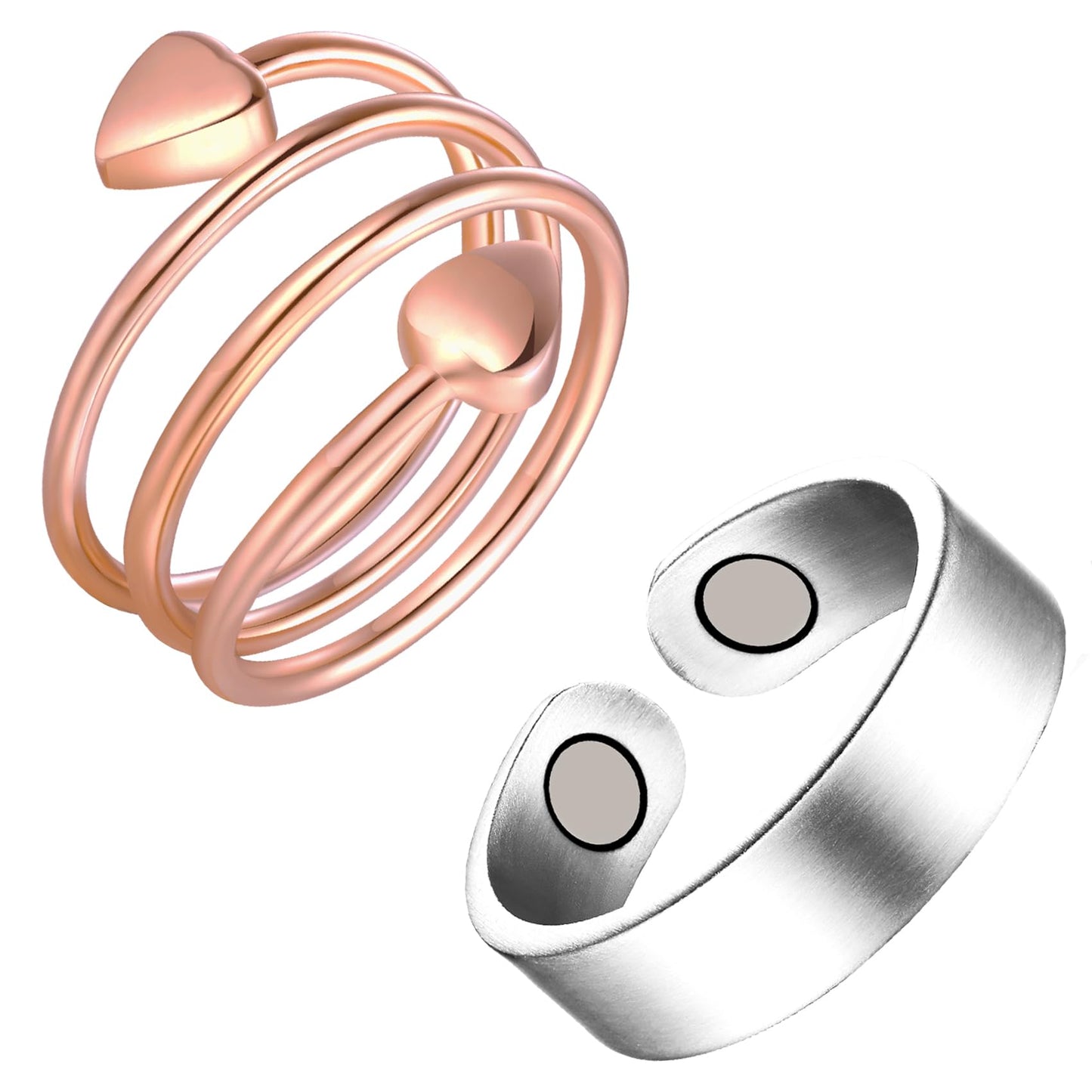 Feraco 2 PCS Copper Magnetic Therapy Rings for Women,99.99% Pure Cooper Thumb Ring with Magnets,Mothers Day Gifts