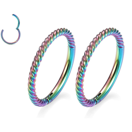 Hoop Earrings Nose Rings 16 Gauge Nose Ring Septum Ring Nose Hoop 16g Cartilage Earring Rainbow Septum Clicker Lip Rings Helix Earring 12mm Rook Earrings Nose Piercing Septum Jewelry Surgical Steel