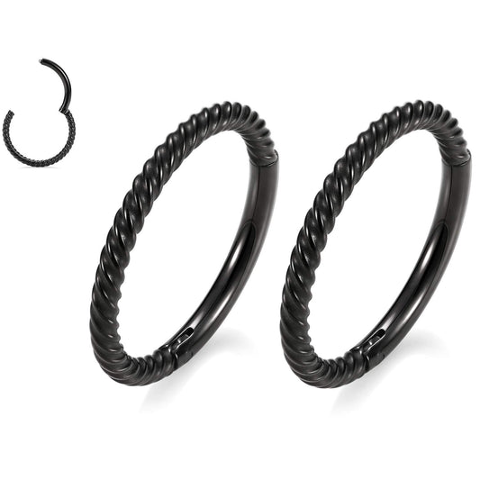 Nose Rings - 18 Gauge Hoop Earrings for Women - Black 8mm Septum Jewelry - Surgical Steel Septum Clicker