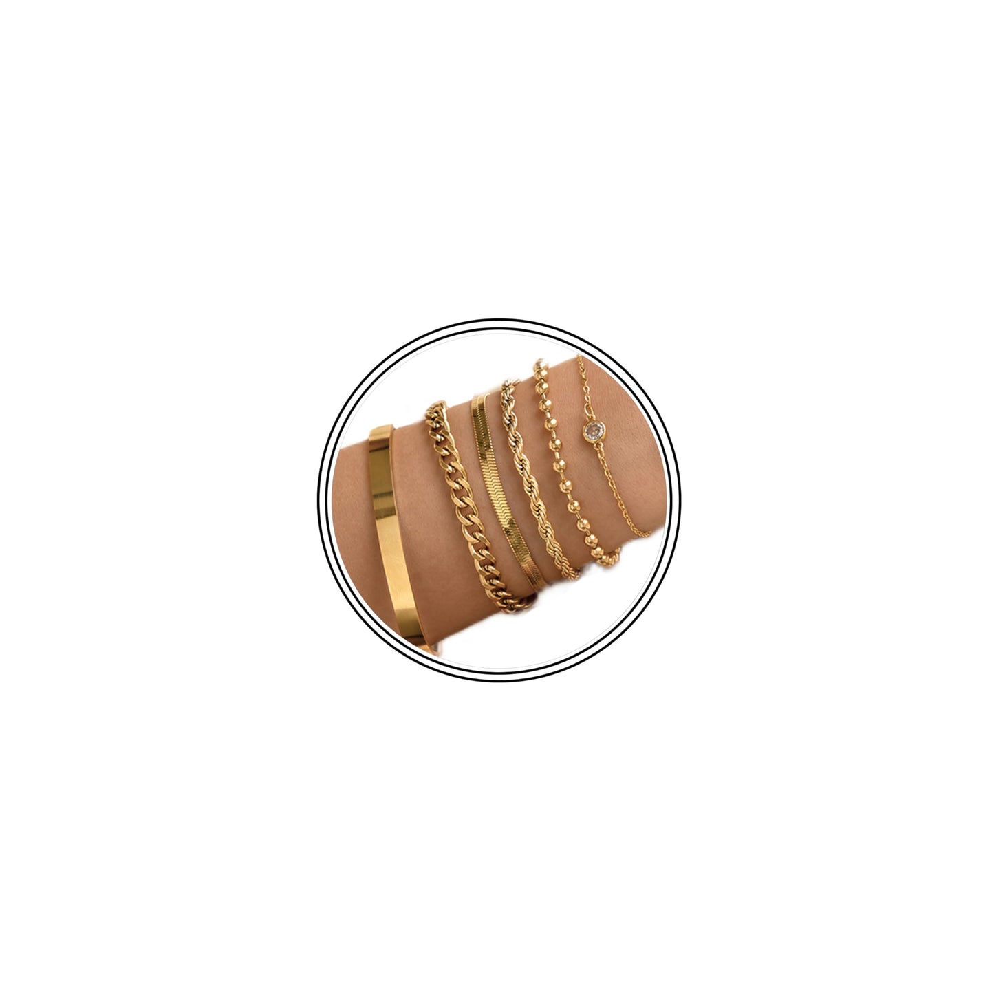 LOFITOR Gold Bracelets for Women Dainty Non Tarnish Link Chain Bracelets Set for Women Trendy Adjustable Chunky Thin Bracelets Stack Layered With Cuff Beaded Cuban Rope CZ Heart Cross Jewelry Gifts CZ