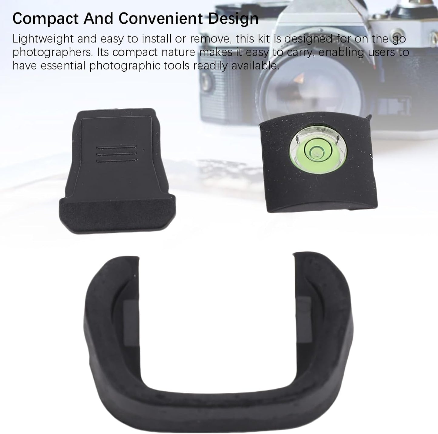 Camera Eyecup, Soft Silicone Hot Shoe Cover Kit Bubble Spirit Level Photography Accessory for Enhanced Viewfinder