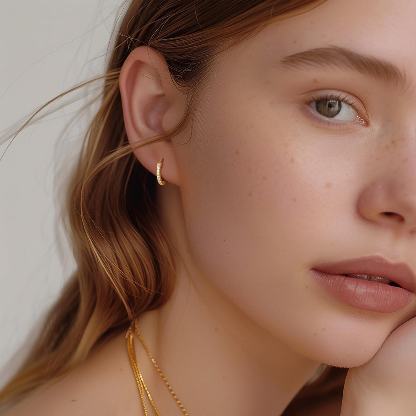 Aidomiya Gold Hoop Earrings 14K Gold Hoop Earrings for Women with Dual-sided Cubic Zirconia Hoops Earring for Women Sensitive Ears Hypoallergenic Womens earring 15MM
