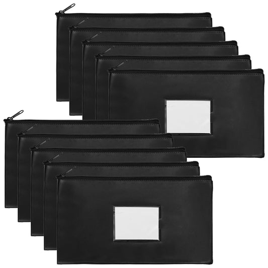 VOCHIC 10 Pieces Money Bags with Zipper, Money Pouch,PU Bank Deposit Bags, Bank Bag, Cash Wallet Pouches with Label for Coins, Cosmetics, School Gifts,Invoice, Bills, Tools, Receipt Holder,11x6.1 inch