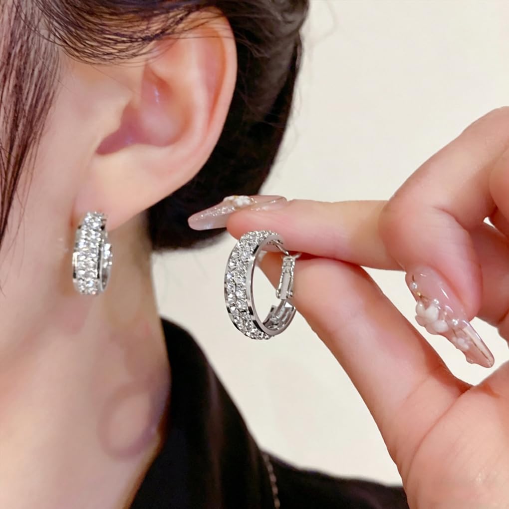 Lymphatic Activity Hoop Earrings, Lymphatic Drainage Slimming Hoop Earrings Lymphvity Germanium Earrings Cubic Zirconia Earrings Jewelry Gifts for Women (silver)