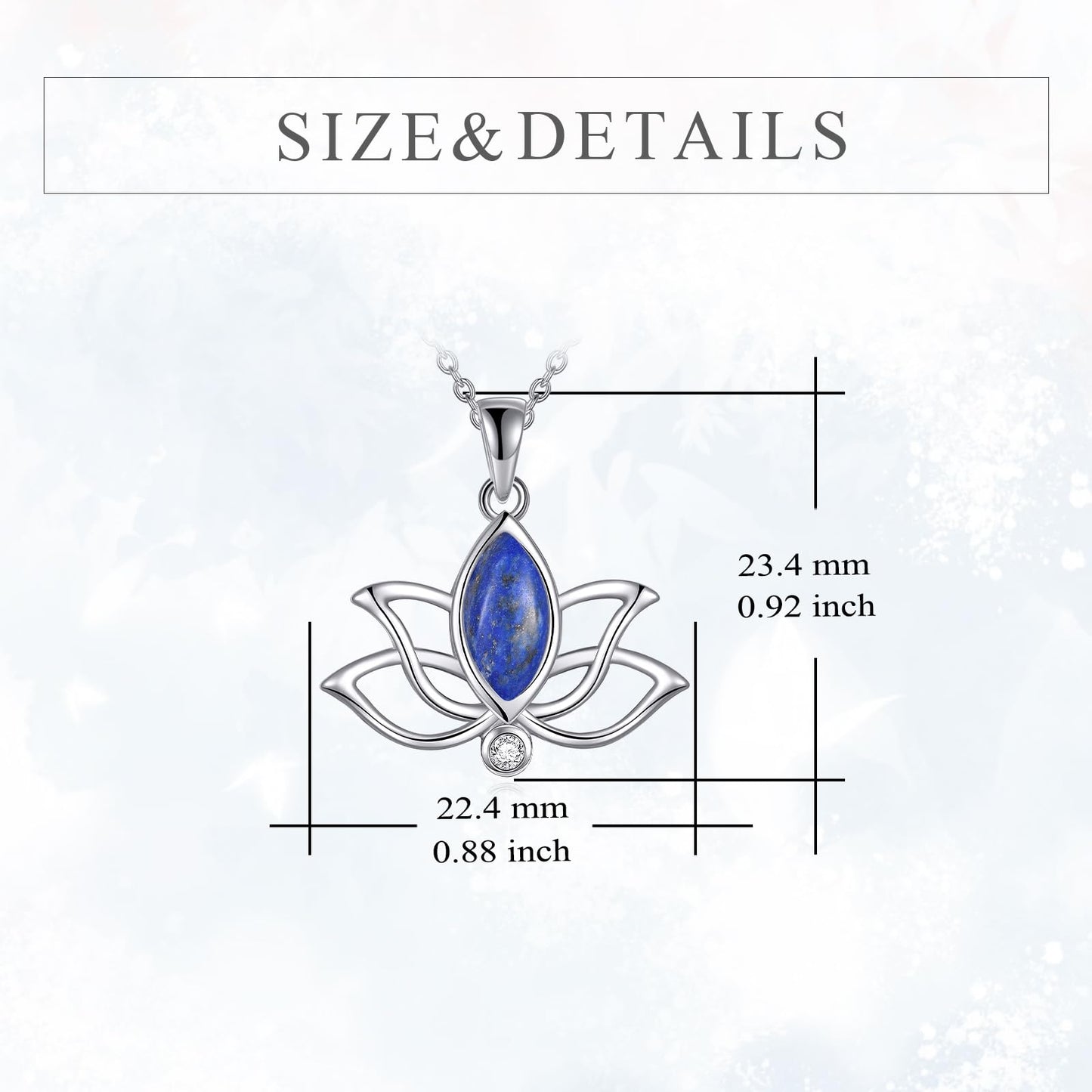 YFN Lotus Flower Necklace Sterling Silver Lapis Lazuli Lotus Pendant Lotus Jewelry Gifts for Women