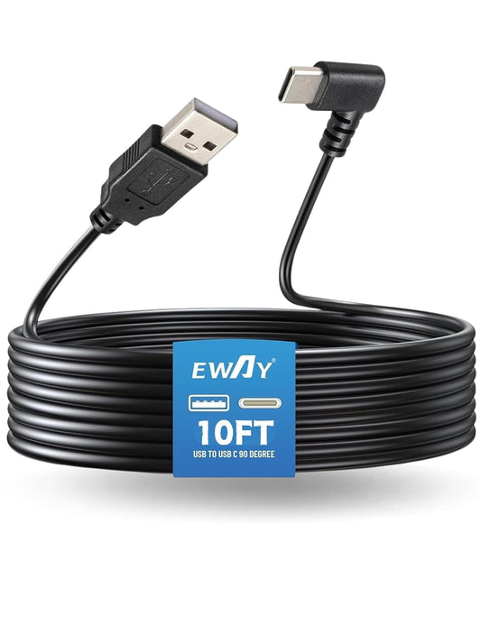 (9.8FT/3M), 2.0 90 2.5A EWAY USB C Dash Cam Power Cord USB-A to Degree Type-C Cable REQUIRES Input, USBC Replacement