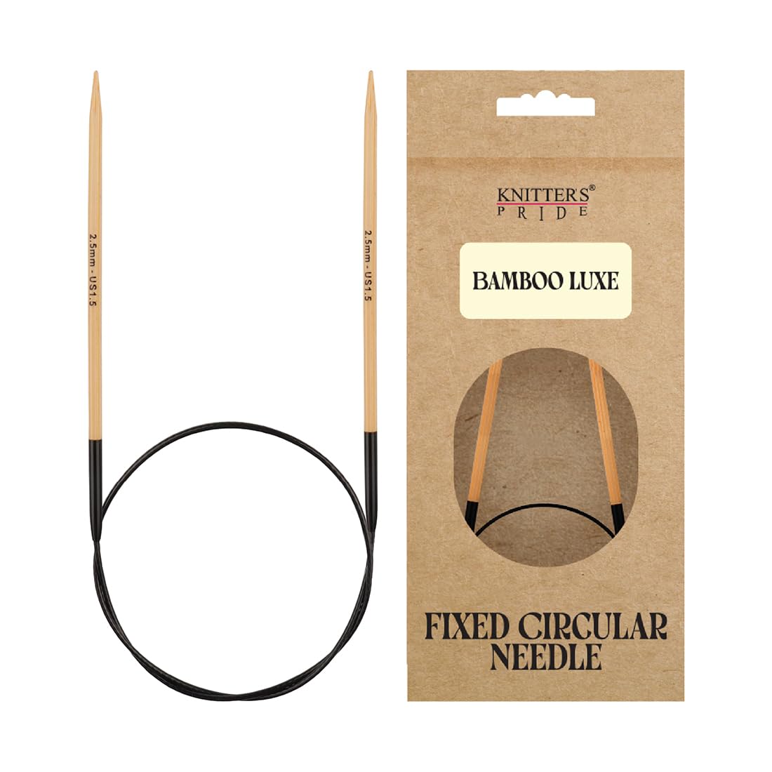 Knitter’s Pride Bamboo Luxe Fixed Circular Needles 40"" (100cm) – US Size 1.5 (2.5mm)