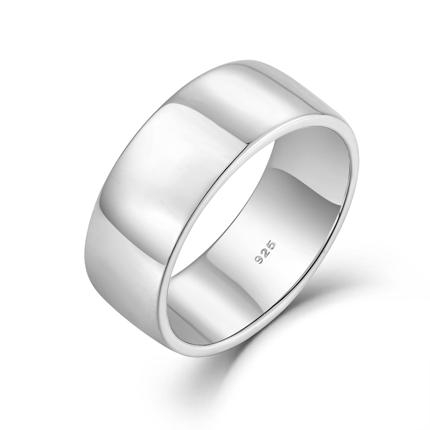STARCHENIE Solid 925 Sterling Silver 8mm Wedding Band Ring, Comfort Fit High Polish, for Men and Women (Size 10)