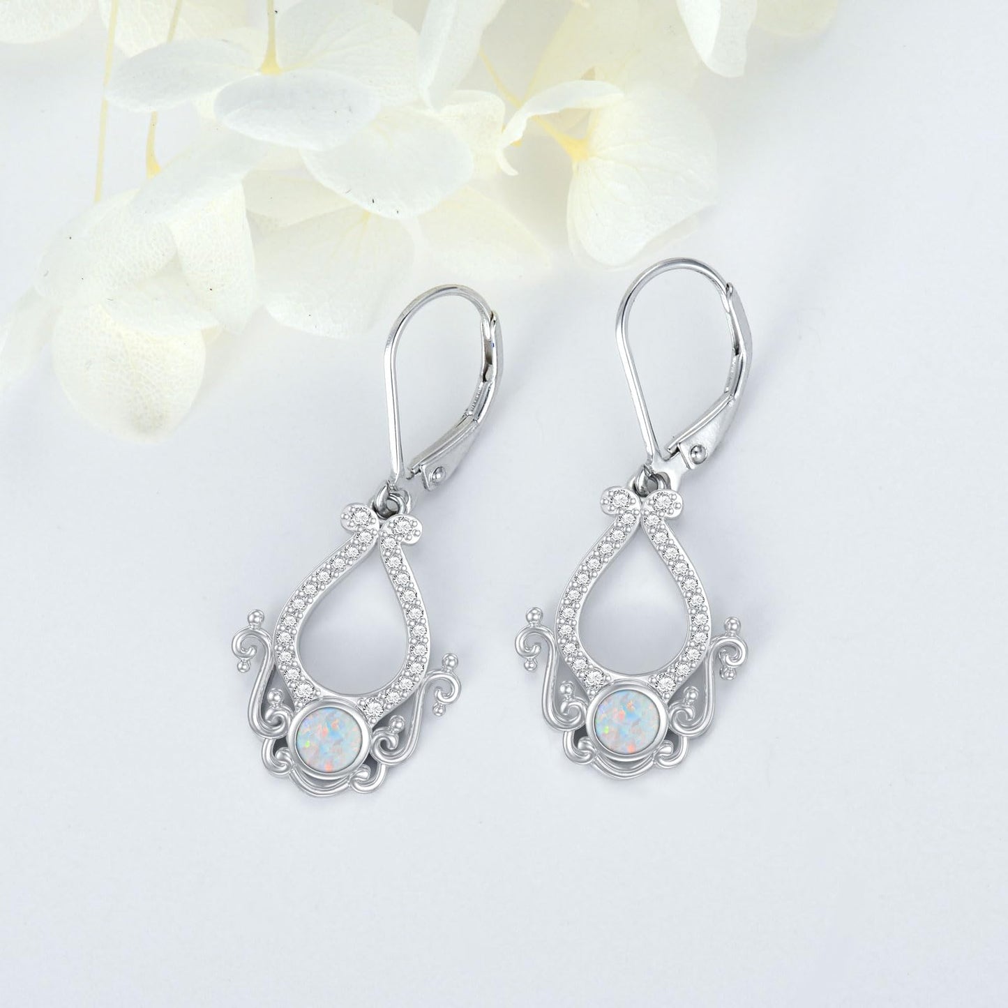 LELOUCHY Opal Leverback Earrings 925 Sterling Silver Earrings Dangle Drop Earring Women Jewelry Gifts