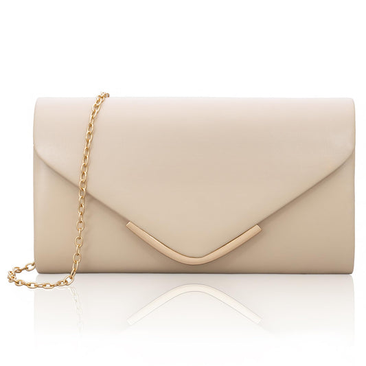 Larcenciel Apricot Clutch Purse for Women, Trendy Vegan Leather Envelope Evening Bags & Chain, Cute Cream Party Bag Formal Bride Dress Purse Ladies Crossbody Shoulder Handbag for Wedding Cocktail Prom