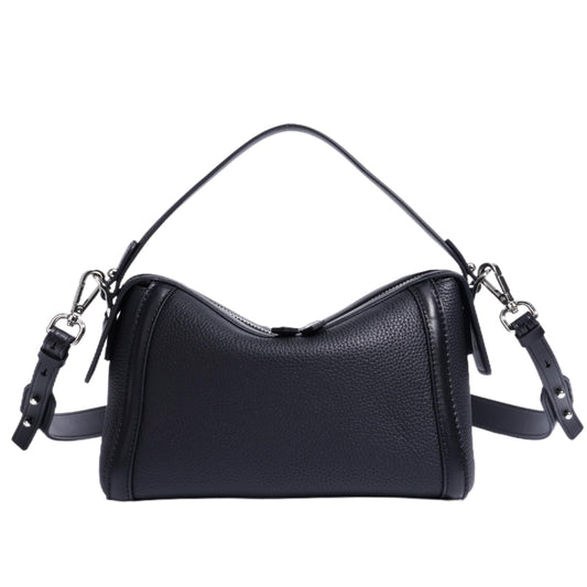 Rosvovo Genuine Leather Purse for Women with Top Handle，Leather Satchel purse Crossbody Bags Handbag with Adjustable Strap Black