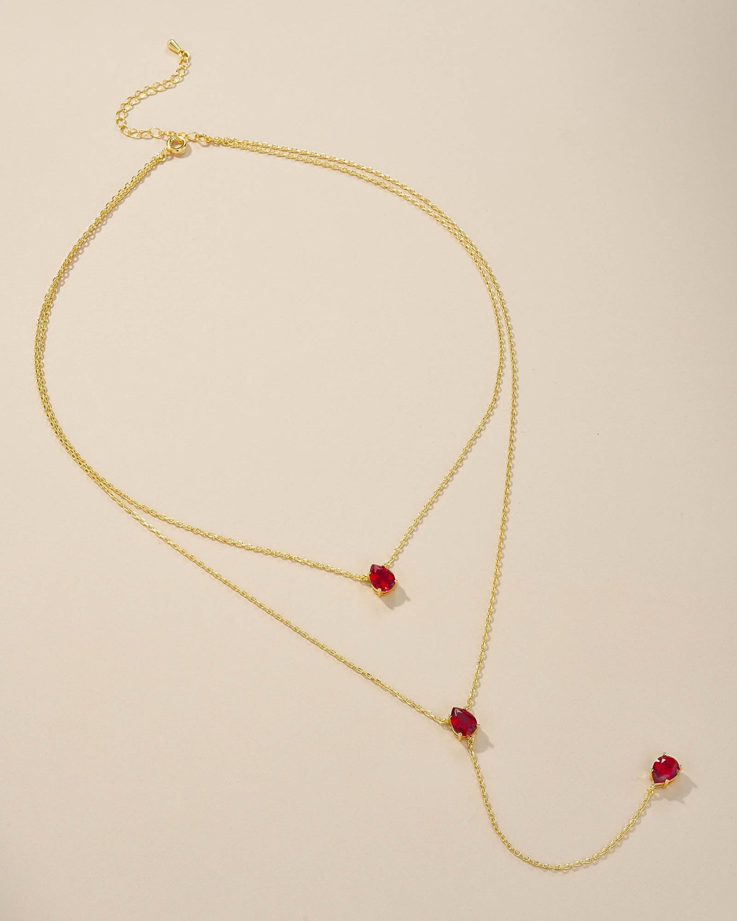 SNGIA Long 18K Gold Plated Blue Green Red Layered Pendant Necklace For Women (Emerald, Ruby, Seafoam, Sky, Sapphire, Pink), Dainty Birthstone Necklace, Statement Necklace Jewelry Gifts.