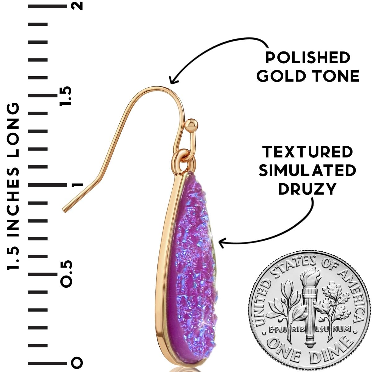 Purple Earrings for Women Dangling - Lilac Earrings for Women, Boho Lavender Glitter Sparkly Teardrop Simulated Druzy Dangles, Bohemian Long Tear Drop Dangles, Statement Simulated Amethyst Jewelry