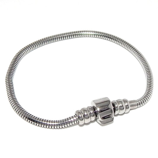 ICYROSE Stainless Steel Starter Charm Bracelet Barrel Snap Clasp UNSCREW END TO ADD CHARMS (9 inches)