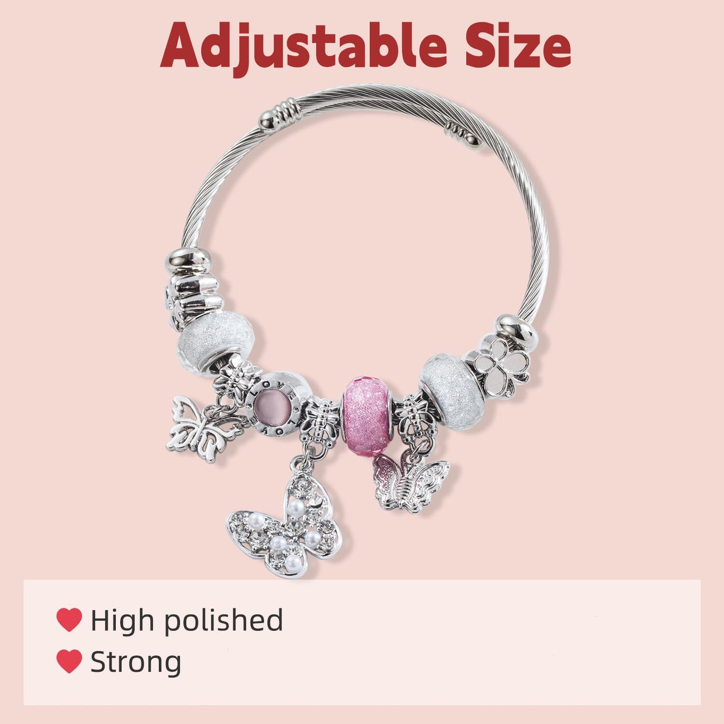 Silver Women Bracelets - Adjustable Charm Bracelets for Women Birthday Gifts Favors Titanium Steel Bracelet Bundle Jewelry Kit (I: Pumpkin - Ghost)
