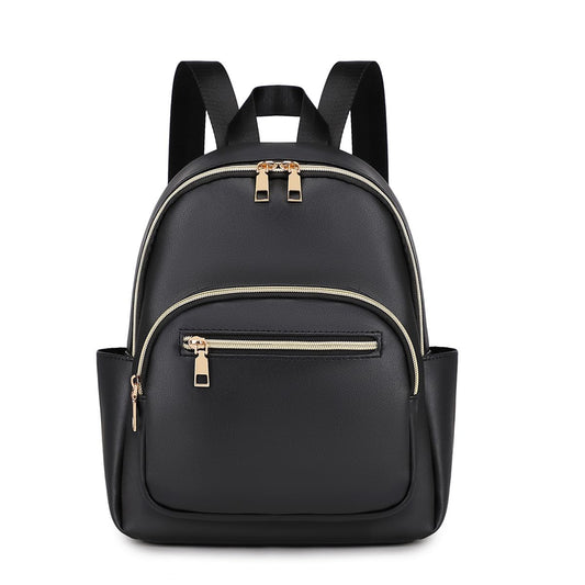 JIANLINST Mini Backpack Purse for Women PU Leather Small Backpack Fashion Multi Pockets Casual Daypacks Ladies Travel Shoulder Bags Black