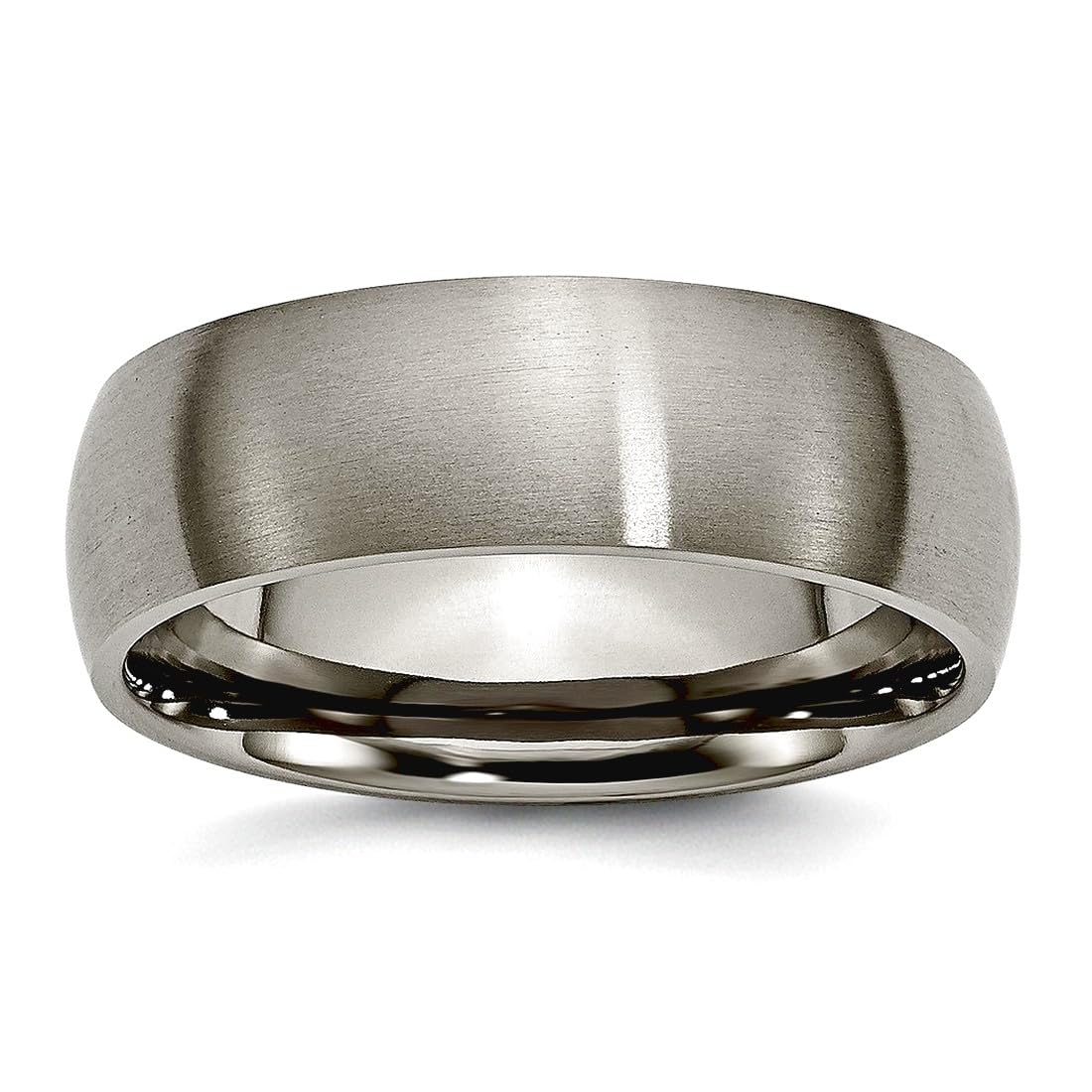 JewelryWeb Titanium Half Round 7mm Brushed Band Ring Size 14 Ring for Women and Men