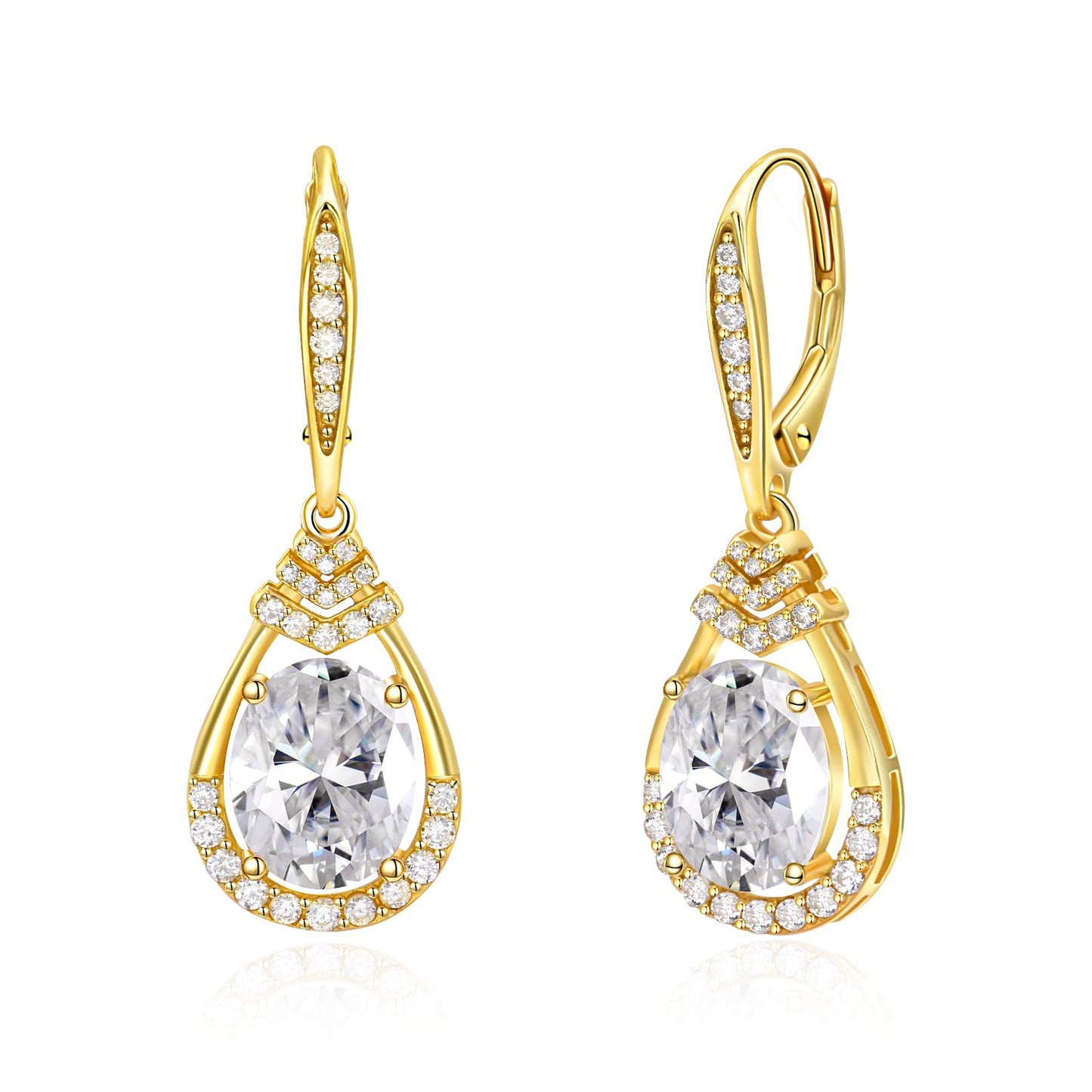 Sterling Silver Teardrop Dangle Earrings for Women April Birthstone Sparkling Wedding Earrings for the Bride Cubic Zirconia Leverback Drop Earrings for Mom Anniversary Jewelry Birthday Gifts for Wife