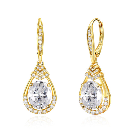 Sterling Silver Teardrop Dangle Earrings for Women April Birthstone Sparkling Wedding Earrings for the Bride Cubic Zirconia Leverback Drop Earrings for Mom Anniversary Jewelry Birthday Gifts for Wife
