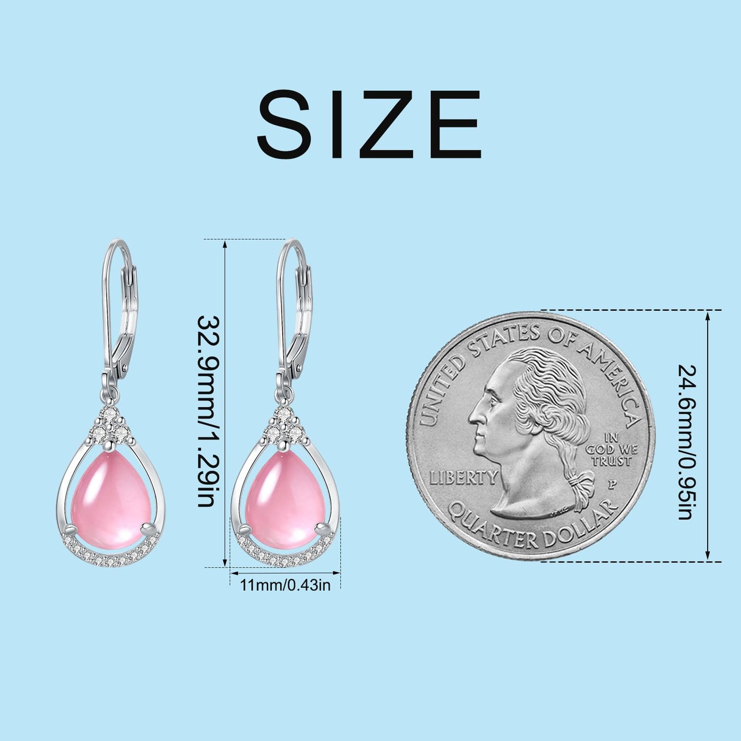 Pink Earrings Sterling Silver Opal Leverback Teardrop Dangles Jewelry Christmas Gifts for Women