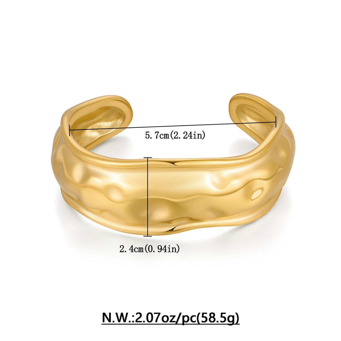TENTMENTISE Gold Chunky Cuff Bangle Bracelets For Women 18K Gold Plated Hammered Cuff Bracelet Textured Wide Adjustable Bangle Open Cuff Fashion Jewelry Trendy Stackable Bracelets Gift for Her