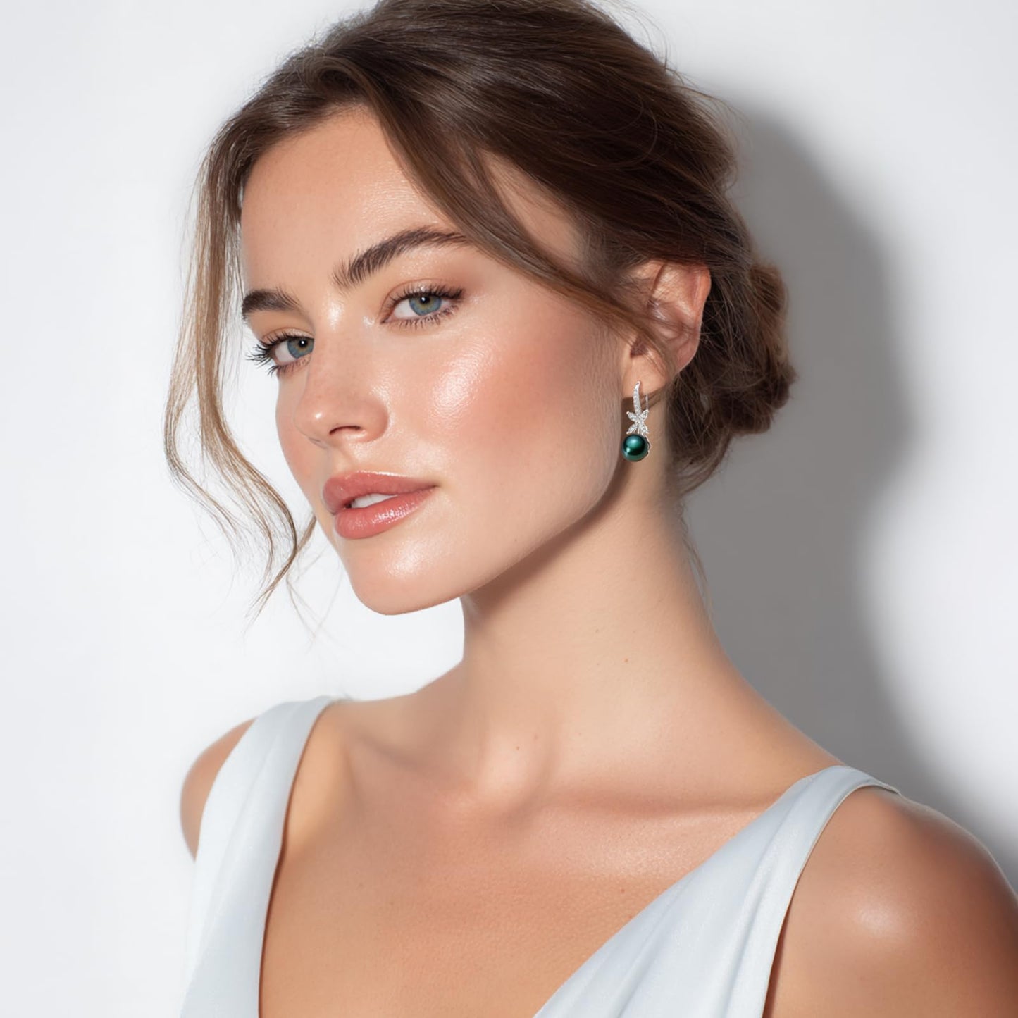 BAMIKI Pearl Drop Earrings for Women - 925 Sterling Silver 18k Gold Plated Hypoallergenic Round Black Saltwater Cultured Pearls Ear Hook Earrings with Cubic Zirconia Jewelry Gifts for Mother Wife