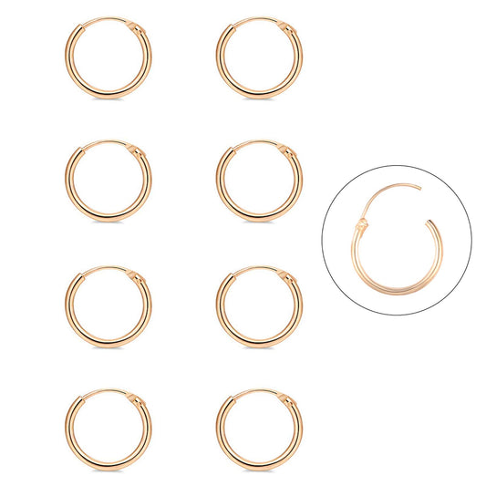 EPIRORA Silver Hoop Earrings- Cartilage Earring Small Hoop Earrings for Women Men,4 Pairs of Hypoallergenic 925 Sterling Silver Tragus Earrings(Gold,8mmx4)