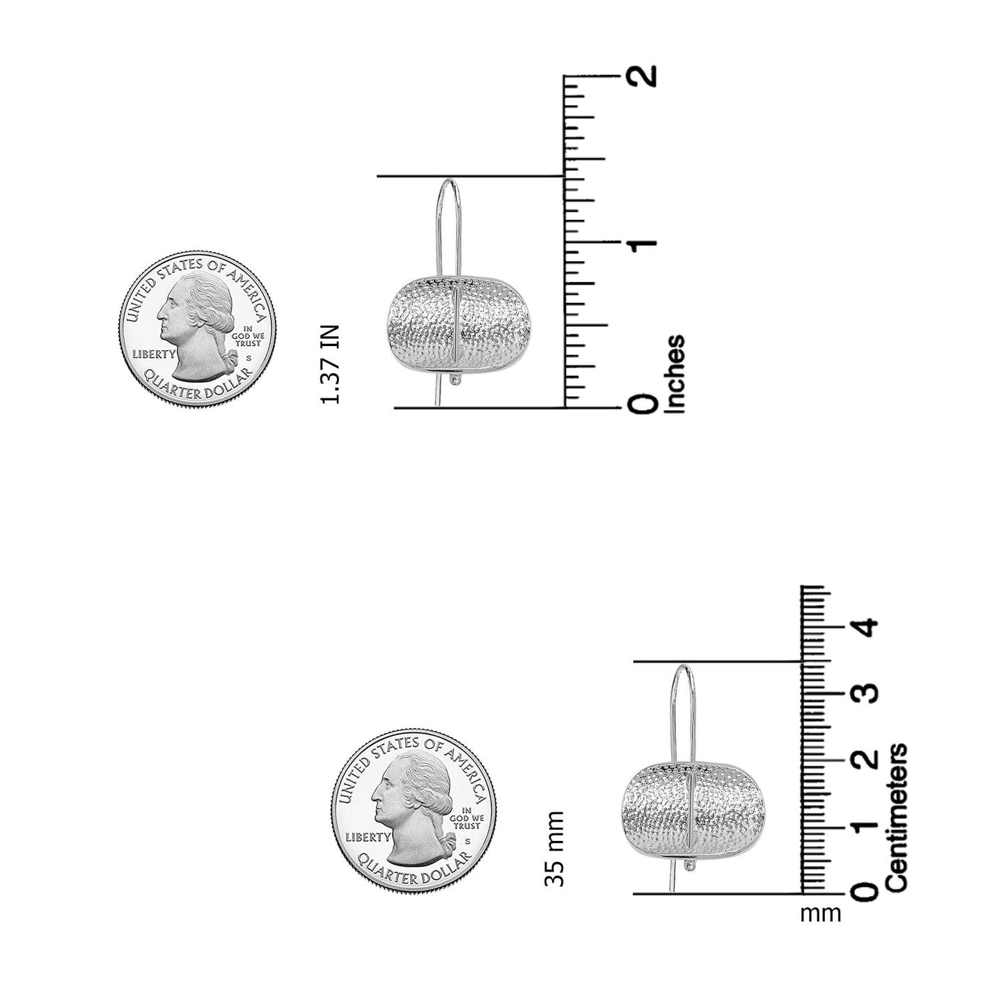 LeCalla 925 Sterling Silver Jewelry Concave Disc Handmade Drop Earring Lightweight Minimalism Creative Hook Earrings for Women 35 MM