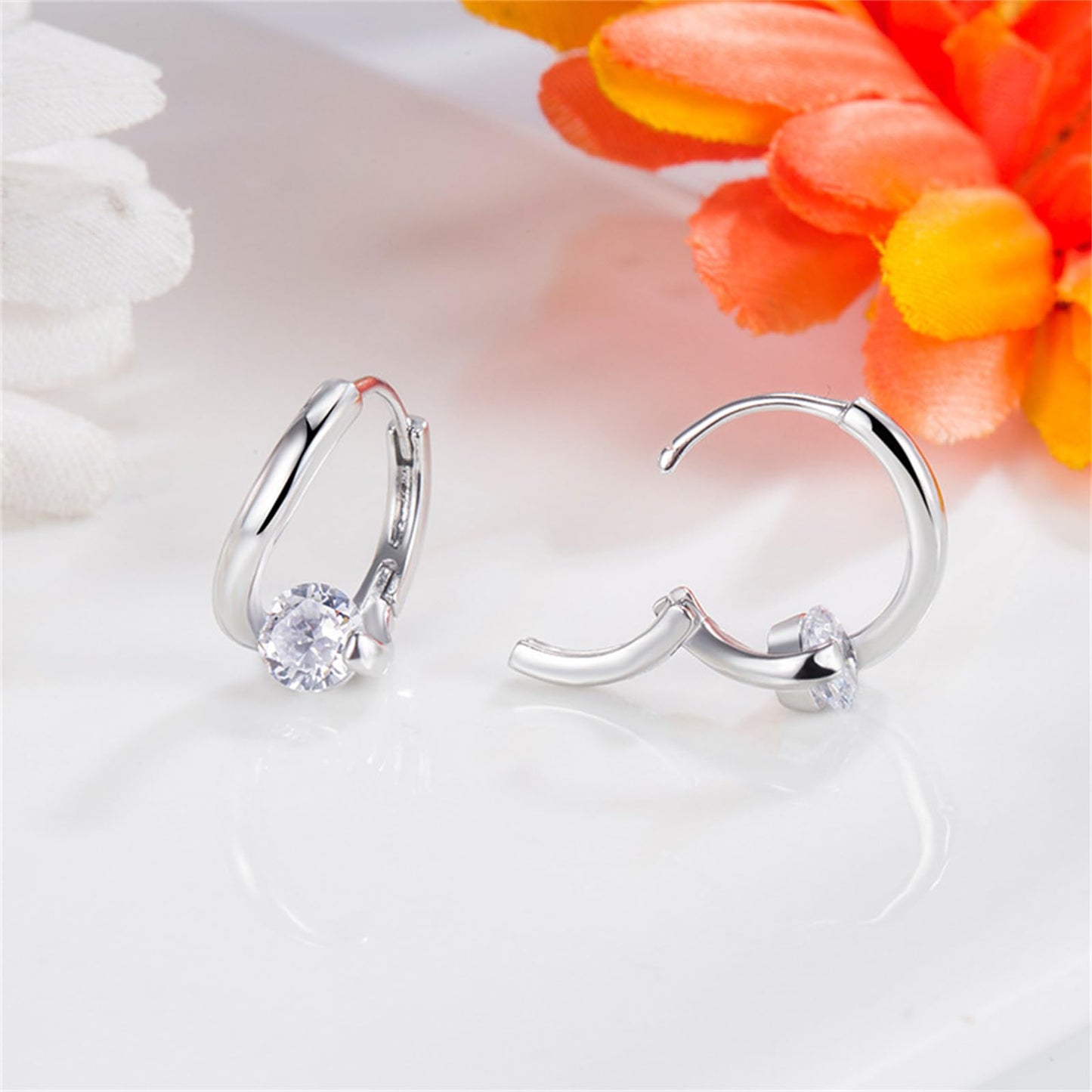 Lymphvity Germanium Crystal Ball Hoop Earrings Gold Silver Plated Unique Colorful Ball Sparkle Rhinestone CZ Lucky Round Circle Dangle Hoop Earrings for Women Minimalist Lymphatic Drainage Jewelry Gifts (Silver)