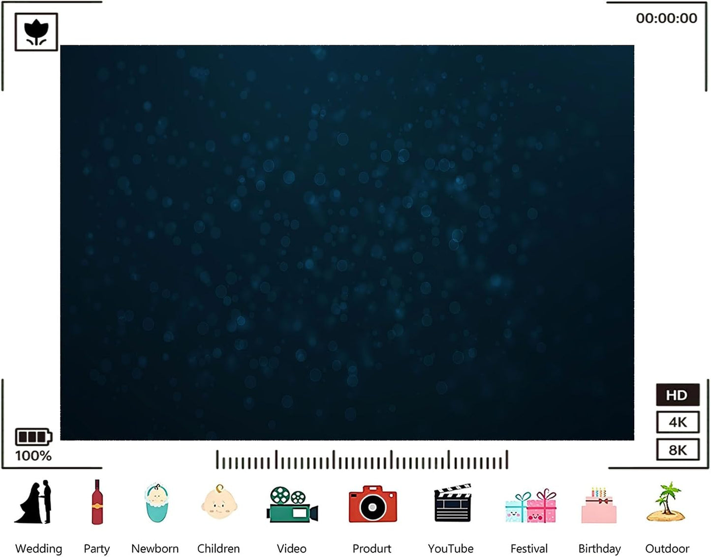 TryKid 5x5ft Dark Blue Bokeh Backdrop Deep Teal Sparkling Dots Mysterious Underwater Photography Background Ocean